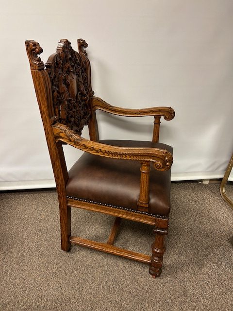 Quartersawn Oak Heavy Carved R J Horner Dining Chairs - Image 5
