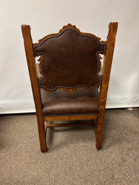 Quartersawn Oak Heavy Carved R J Horner Dining Chairs - Image 6