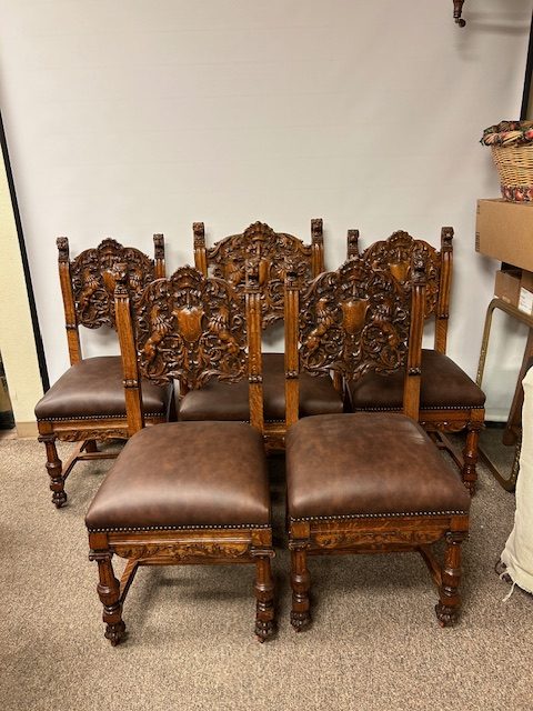 Quartersawn Oak Heavy Carved R J Horner Dining Chairs - Image 8