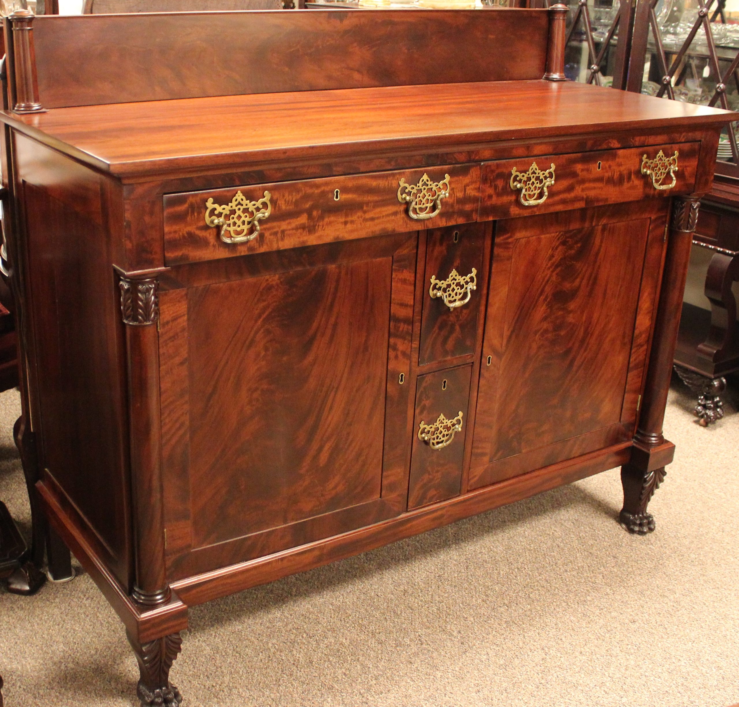 Mahogany Pre Civil War Era Empire Buffet - Image 9