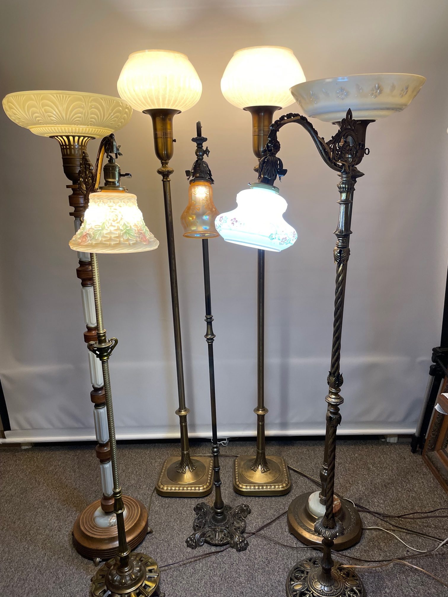 Matched Pair of Antique Torchiere Lamps SOLD - Image 6