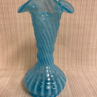 Fenton Blue Opalescent Optic Swirl Tall Vase