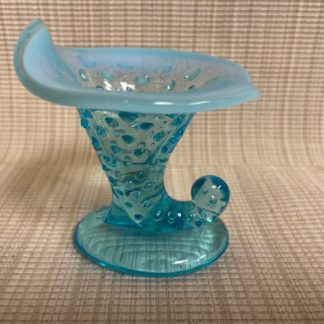 Fenton Aqua Opalescent Hobnail Cornucopia Vase SOLD