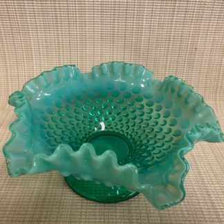 Fenton Emerald Green Opalescent Hobnail Footed Bowl   SOLD