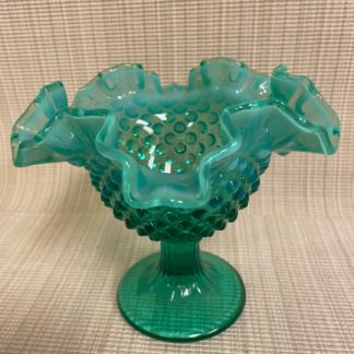 Fenton Emerald Green Opalescent Hobnail Footed Compote