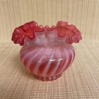 Fenton Cranberry Opalescent Swirl  Squat Vase