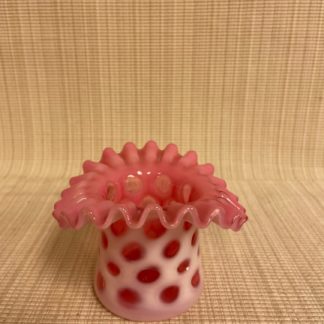 Fenton Cranberry Opalescent Coindot Top Hat