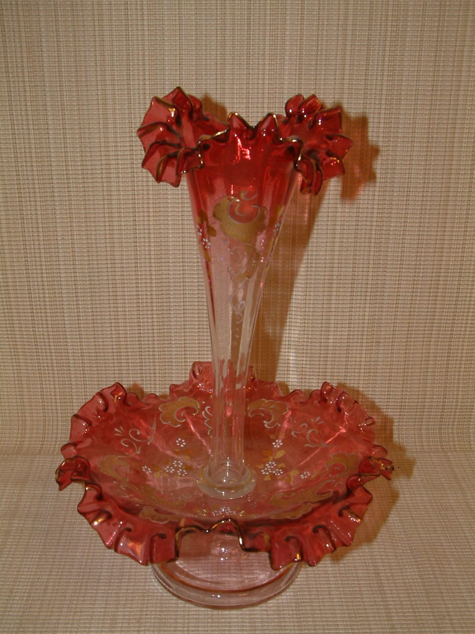 Cranberry Glass Bohemian Single Flute Epergne