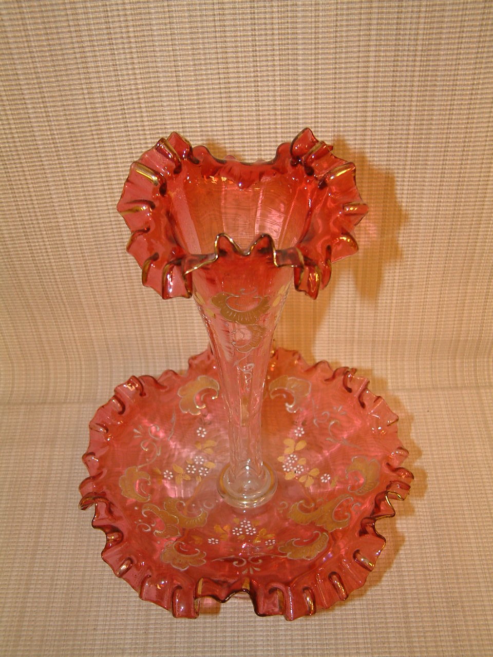 Cranberry Glass Bohemian Single Flute Epergne - Image 2