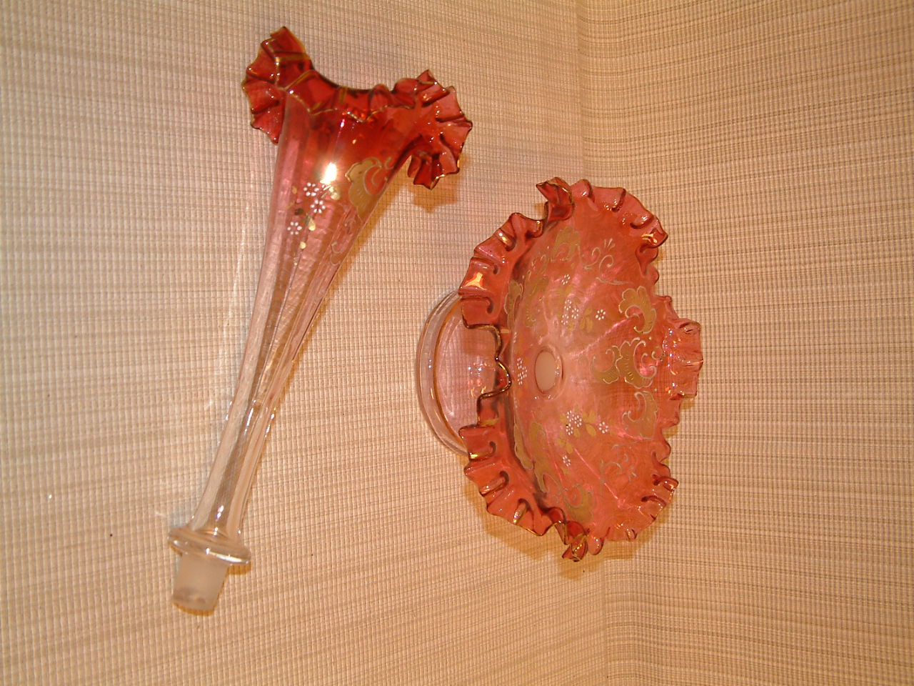 Cranberry Glass Bohemian Single Flute Epergne - Image 3