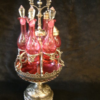 Cranberry 6 Bottle Victorian Cruet Set    SOLD