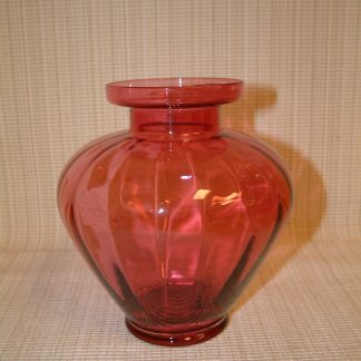 Cranberry Paneled Squat Vase