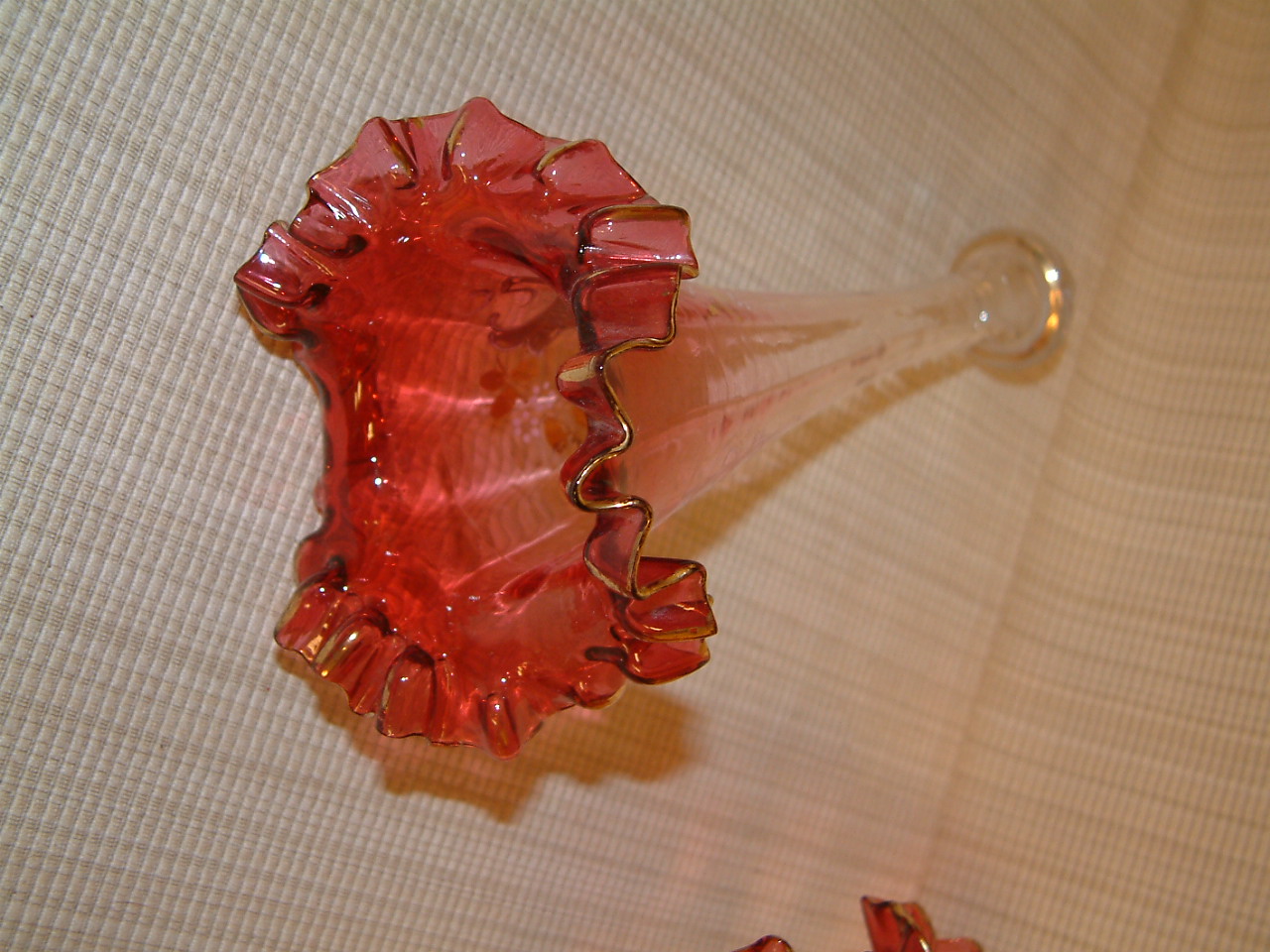Cranberry Glass Bohemian Single Flute Epergne - Image 6