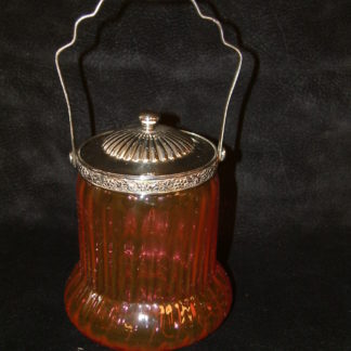 Cranberry Victorian Biscuit Barrel   SOLD