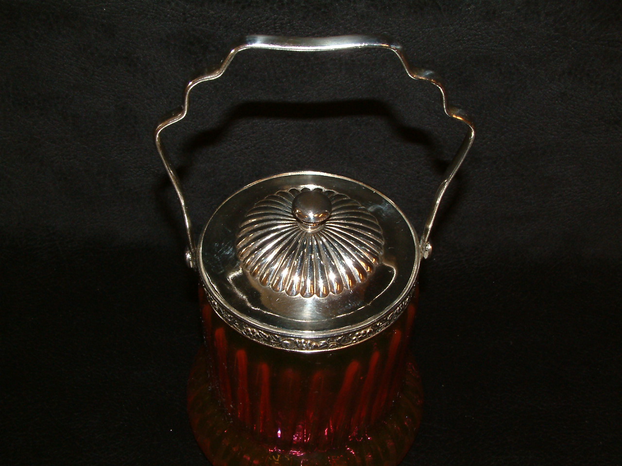Cranberry Victorian Biscuit Barrel SOLD - Image 2