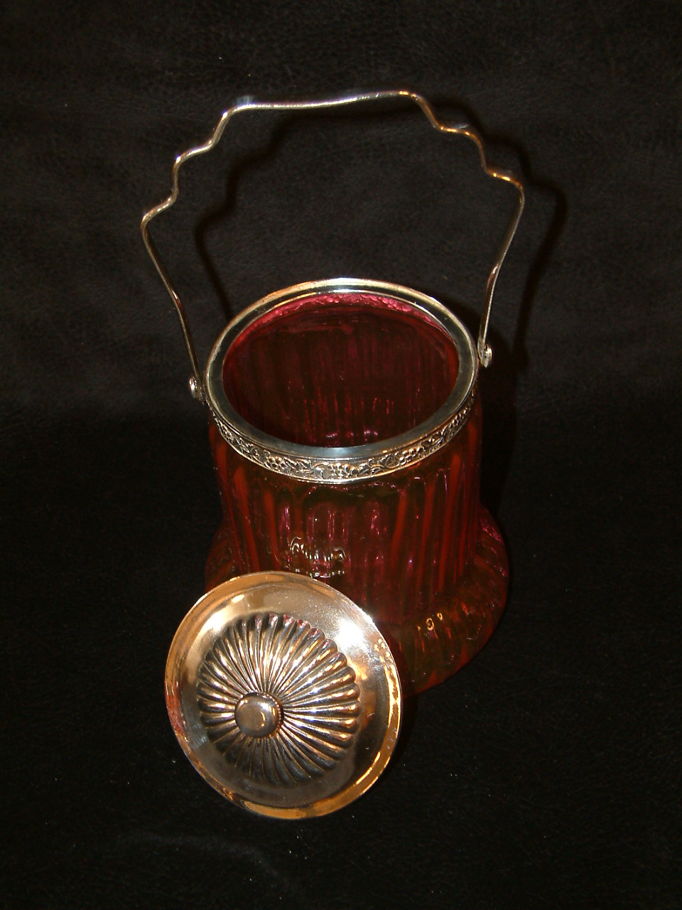 Cranberry Victorian Biscuit Barrel SOLD - Image 3