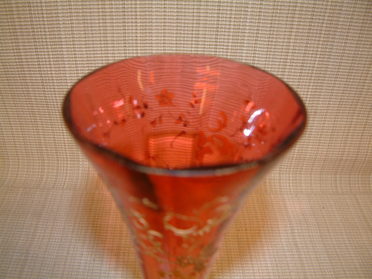 Cranberry Bohemian Art Glass Vase - Image 7