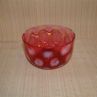 Victorian Cranberry Opalescent Thumbprint Finger Bowl