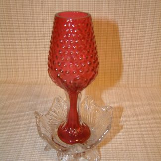 Cranberry Fancy Fluted base Vase