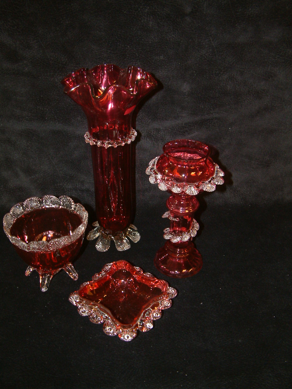 Cranberry Victorian Tall Vase - Image 4
