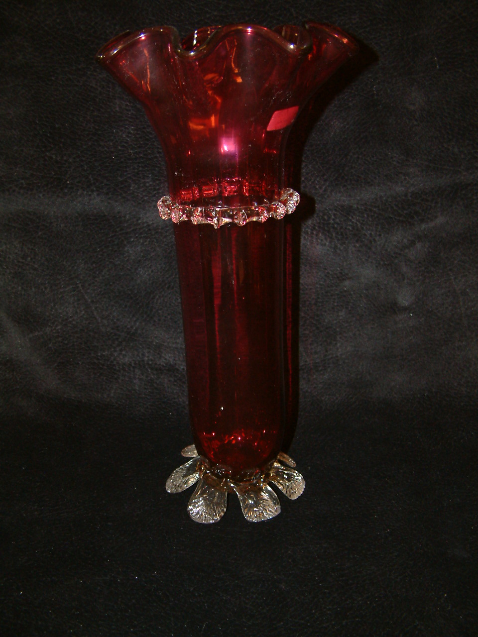 Cranberry Victorian Tall Vase - Image 2