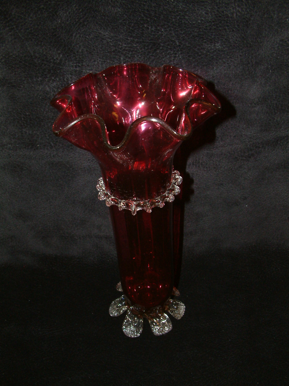 Cranberry Victorian Tall Vase