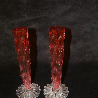 Cranberry Victorian Rare Pair of Thorn Vases   SOLD