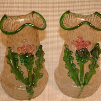 Bohemian Glass Applied Flower Vases