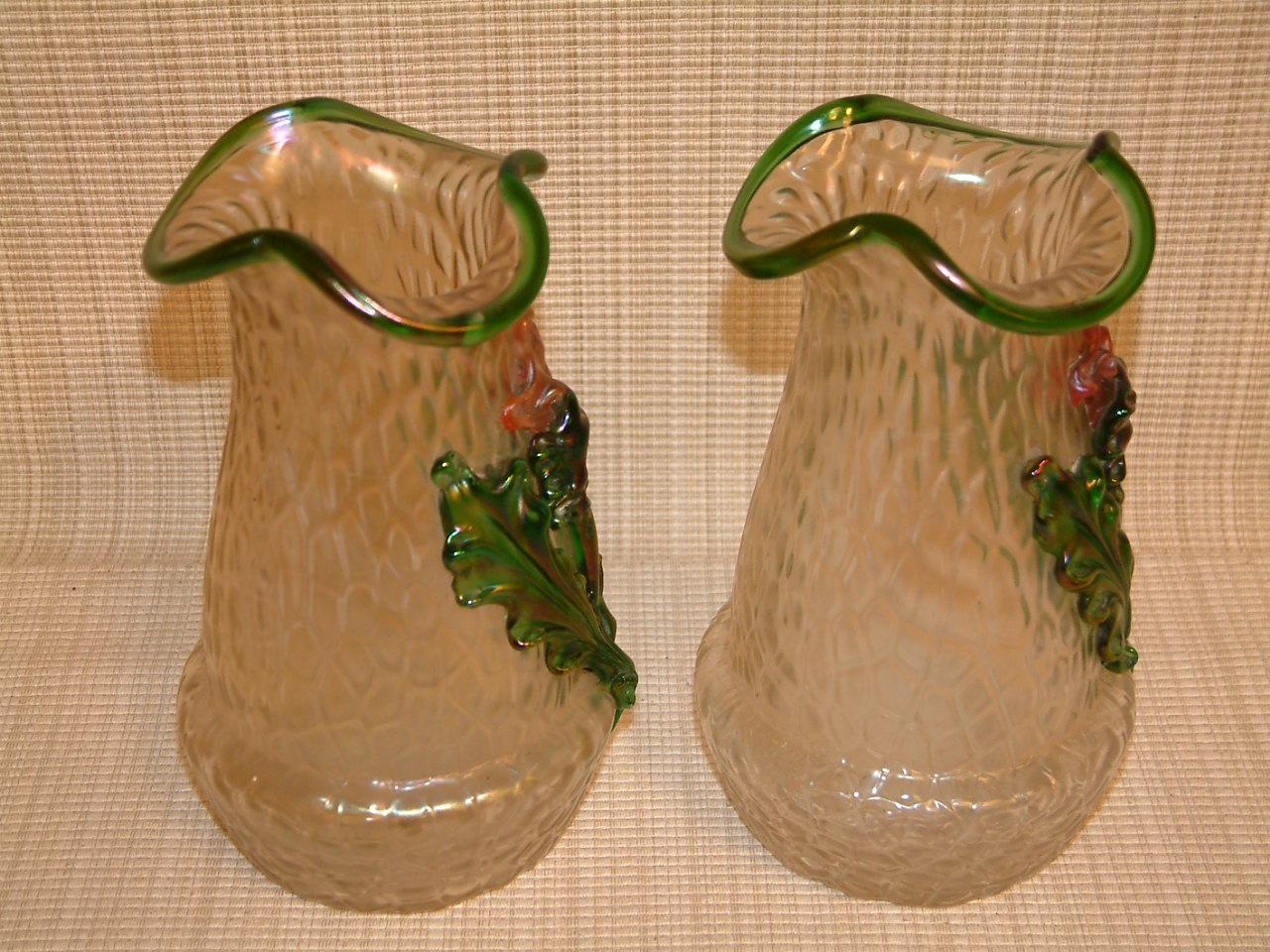 Bohemian Glass Applied Flower Vases - Image 2