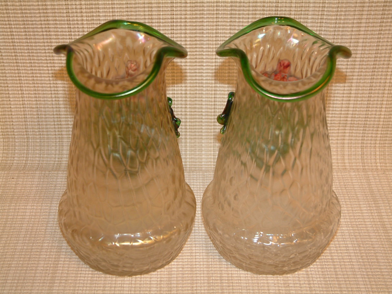 Bohemian Glass Applied Flower Vases - Image 3