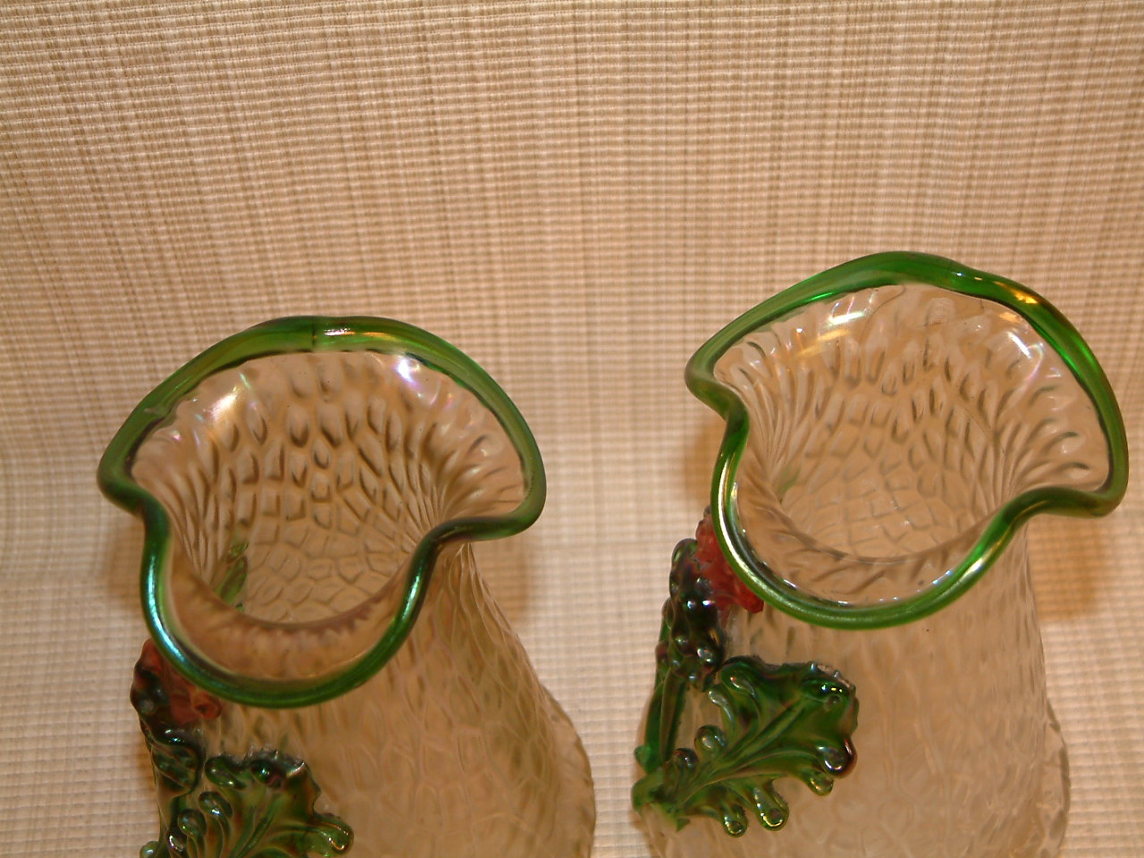 Bohemian Glass Applied Flower Vases - Image 5