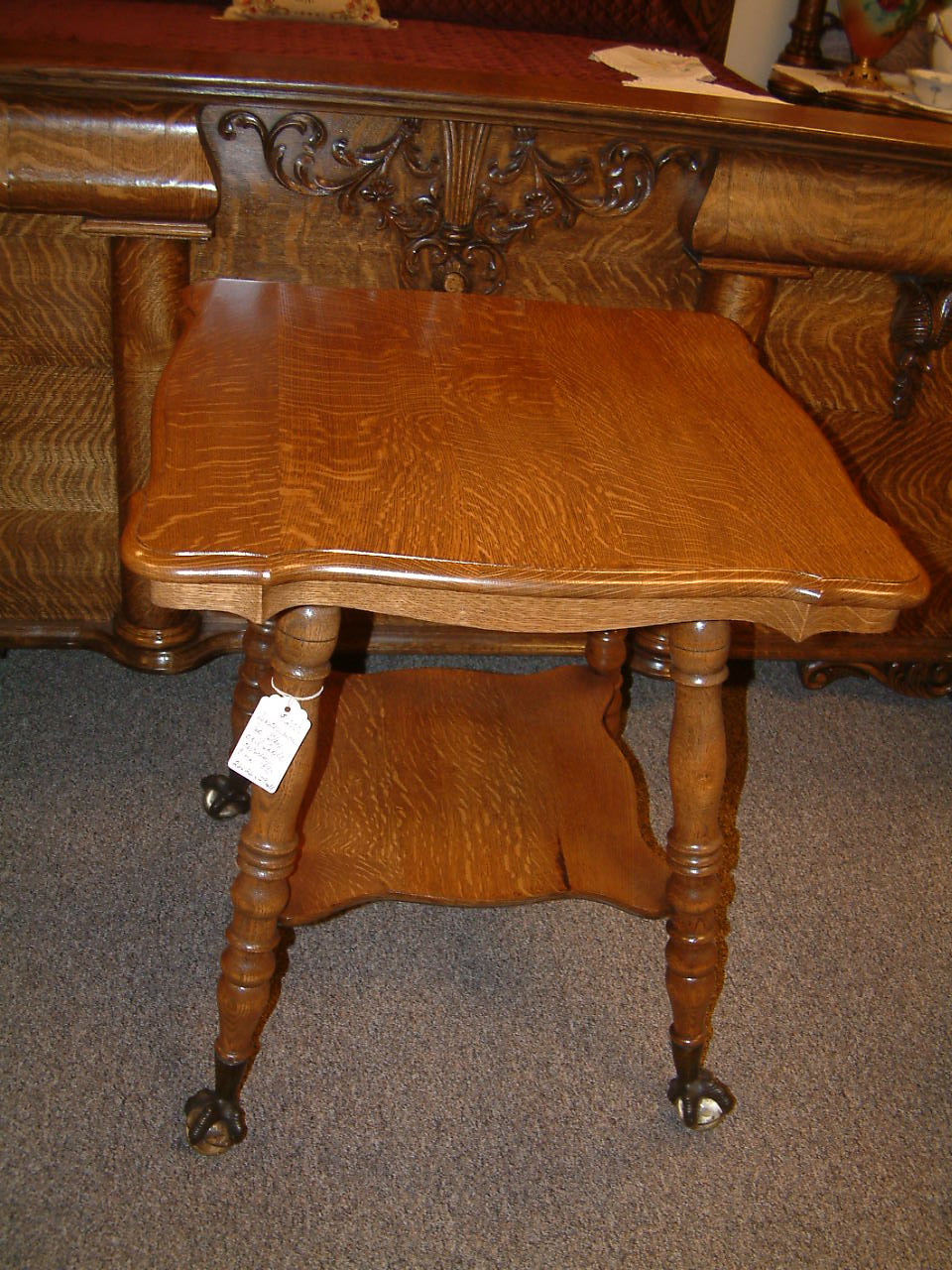 Quartersawn Oak Glass Ball Parlor Table