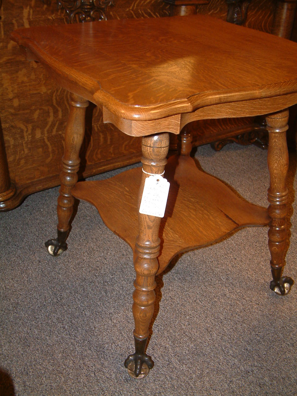 Quartersawn Oak Glass Ball Parlor Table - Image 4