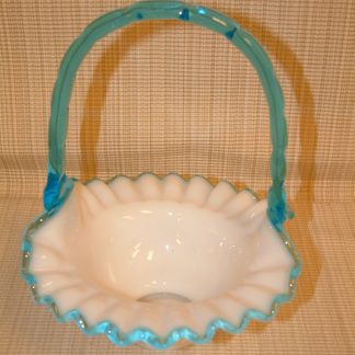 Fenton Aqua Crest Ruffled Rim Basket