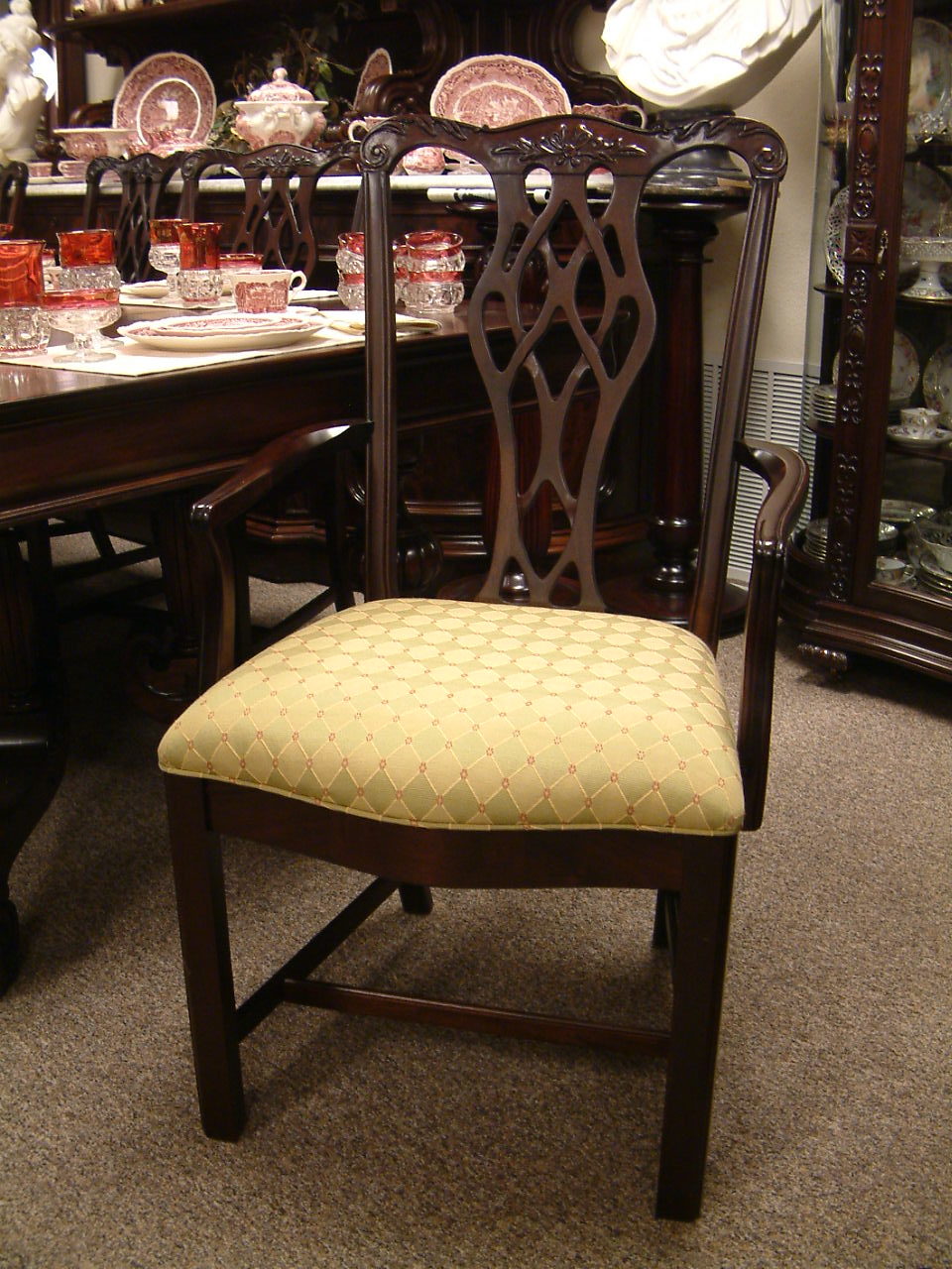 Mahogany Oversized Chippendale Dining Chairs Set of 8