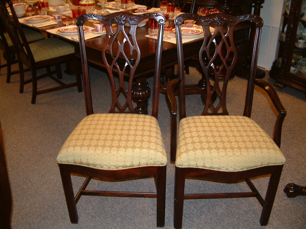 Mahogany Oversized Chippendale Dining Chairs Set of 8 - Image 4