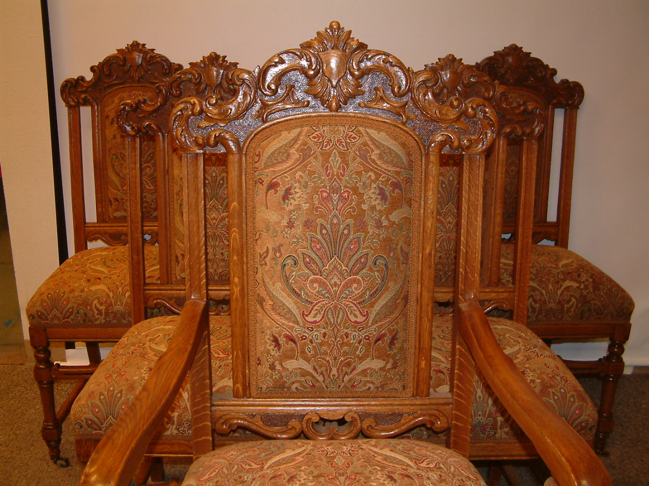 Set of 6 Carved Horner Style Dining Chairs - Image 2