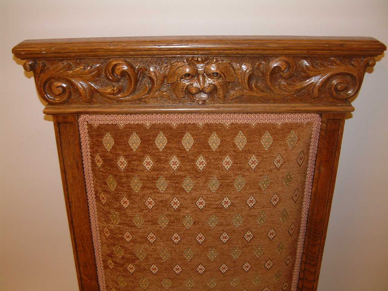 Fancy Carved Oak Griffin Adorned Dining Chairs - Image 3
