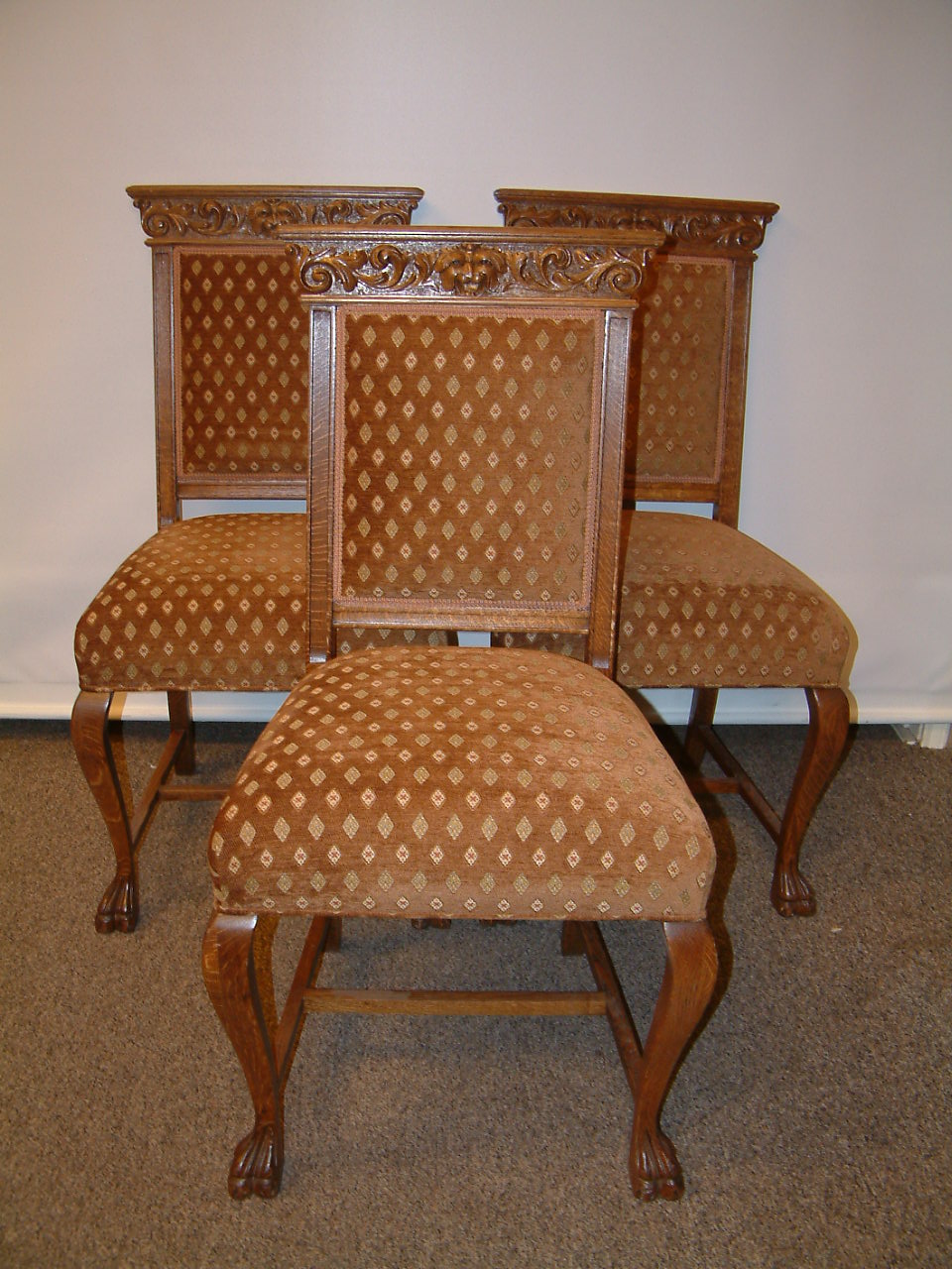 Fancy Carved Oak Griffin Adorned Dining Chairs - Image 8