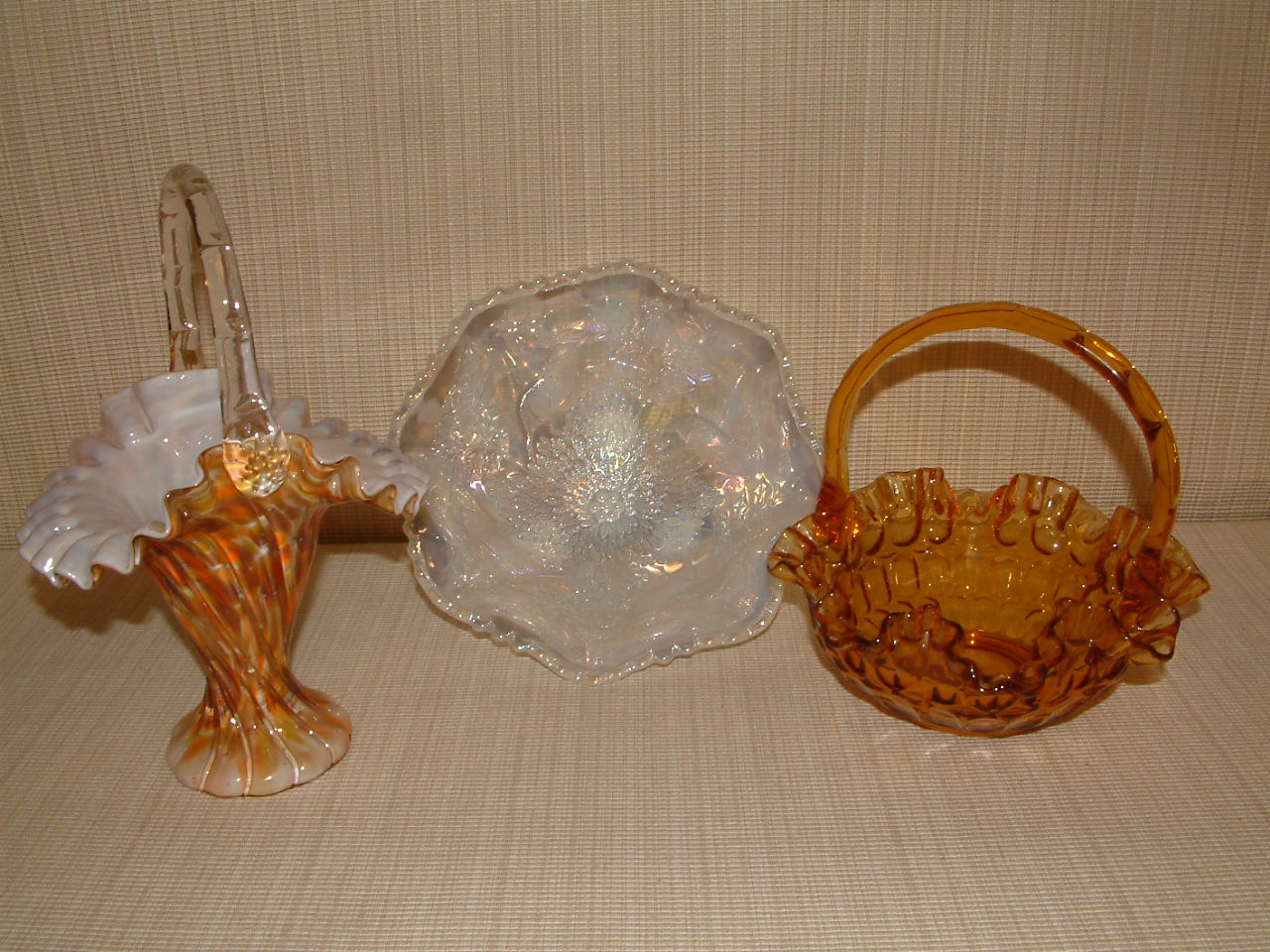 Fenton Thumbprint Amber Basket - Image 9