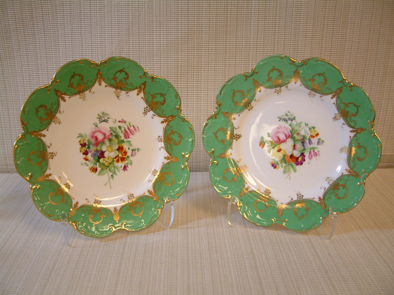 Pair Sevres Style Hand Painted Cabinet Plates