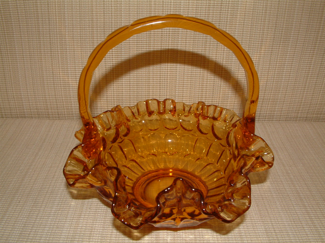 Fenton Thumbprint Amber Basket