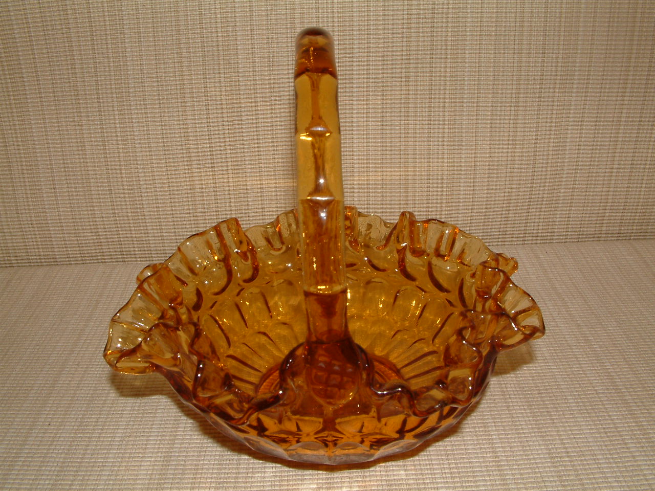 Fenton Thumbprint Amber Basket - Image 2