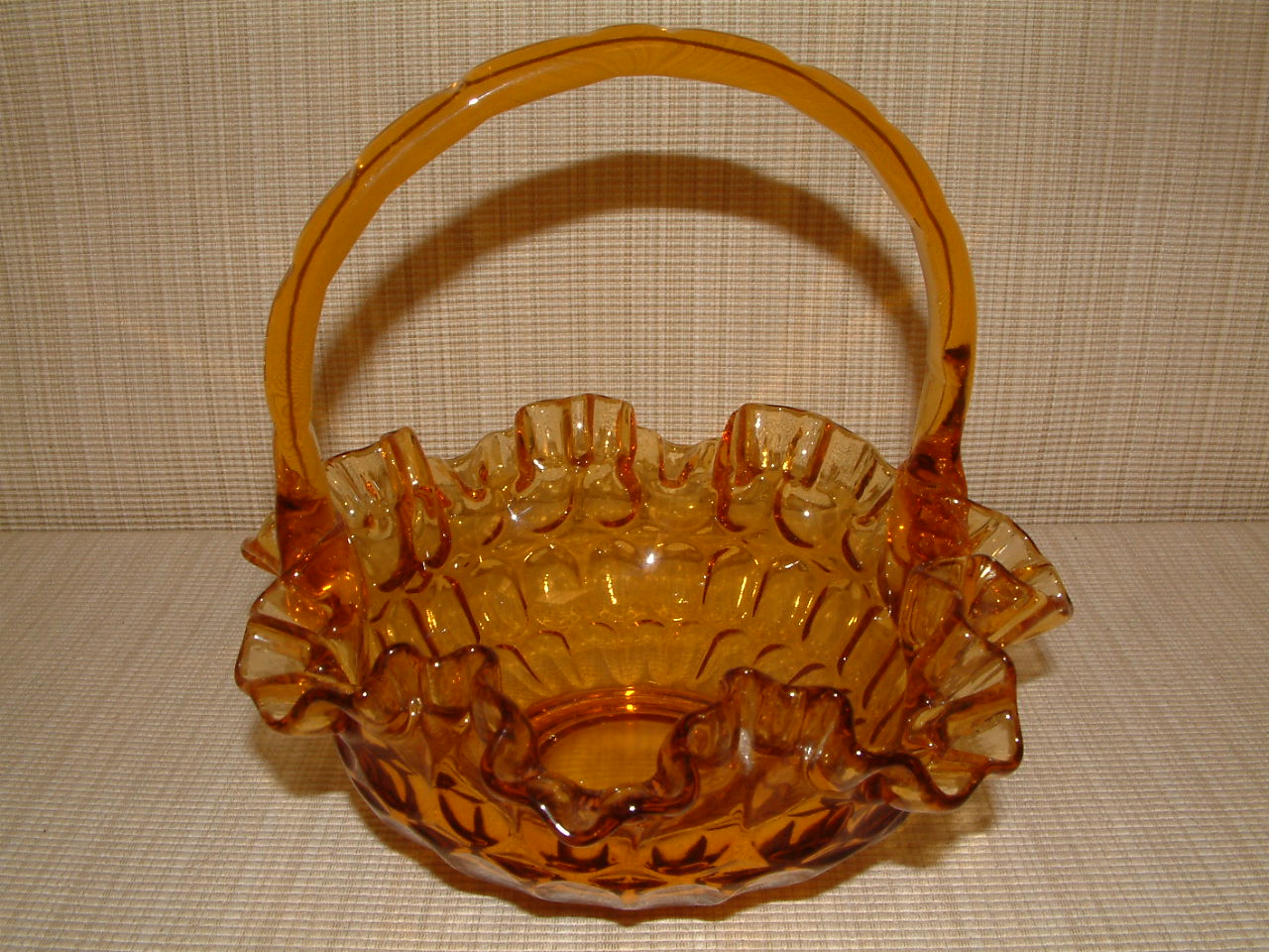 Fenton Thumbprint Amber Basket - Image 3