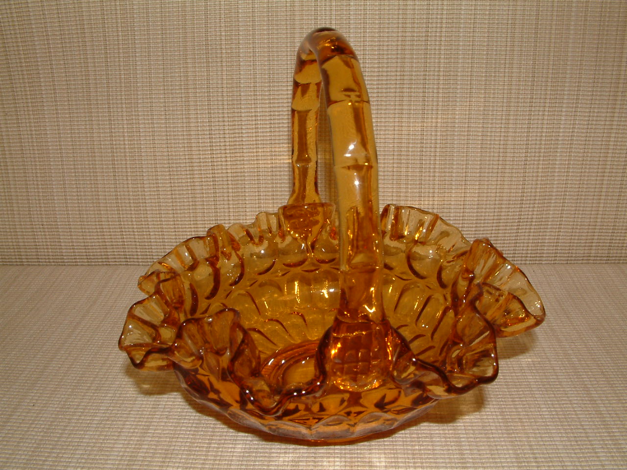 Fenton Thumbprint Amber Basket - Image 4