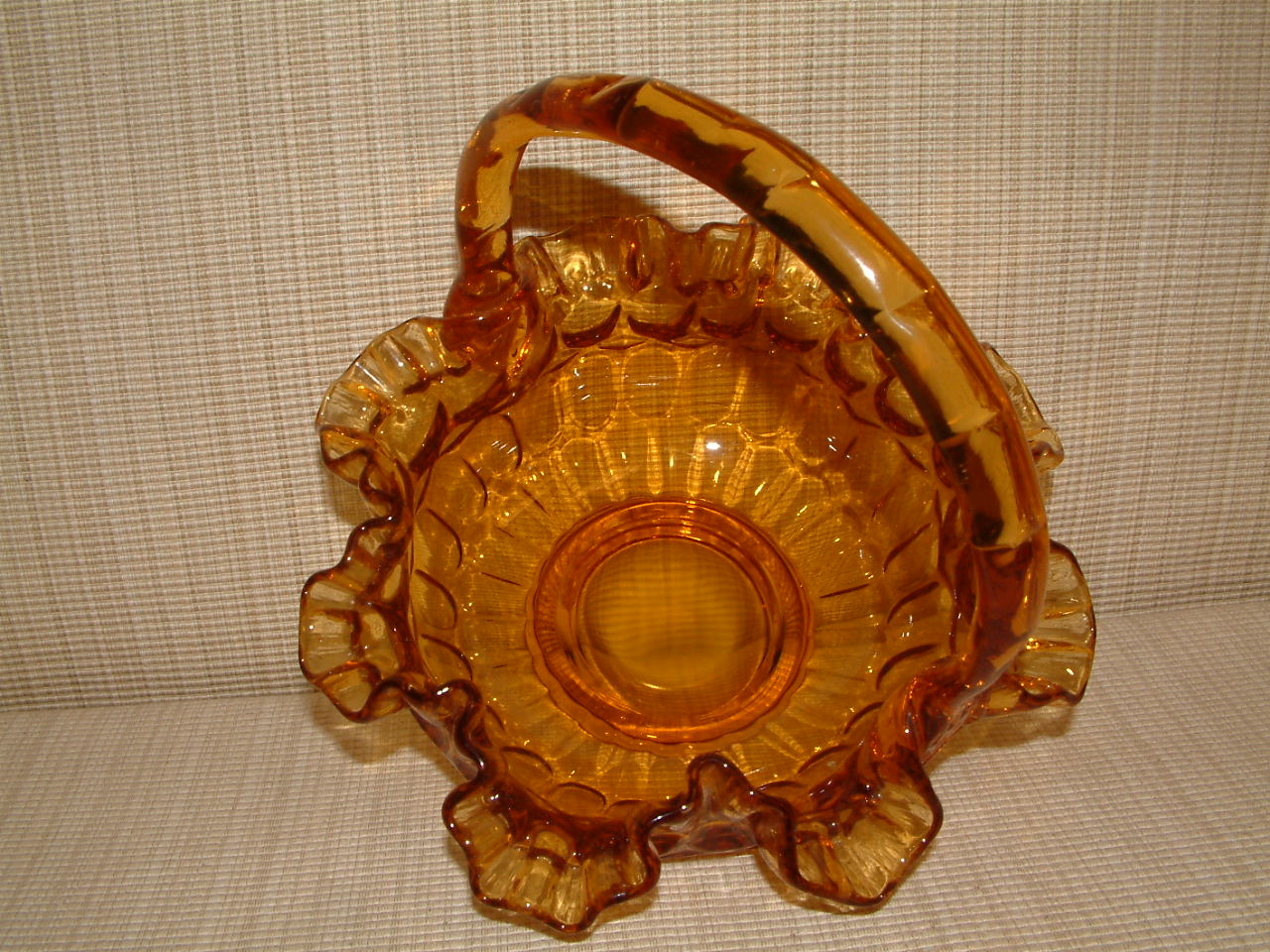Fenton Thumbprint Amber Basket - Image 5