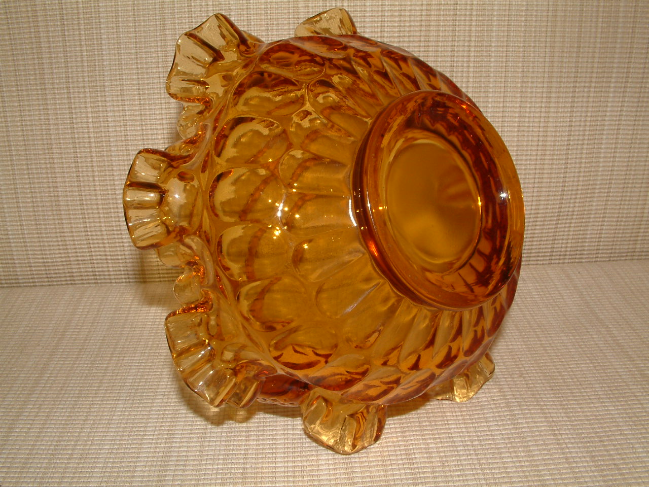 Fenton Thumbprint Amber Basket - Image 6