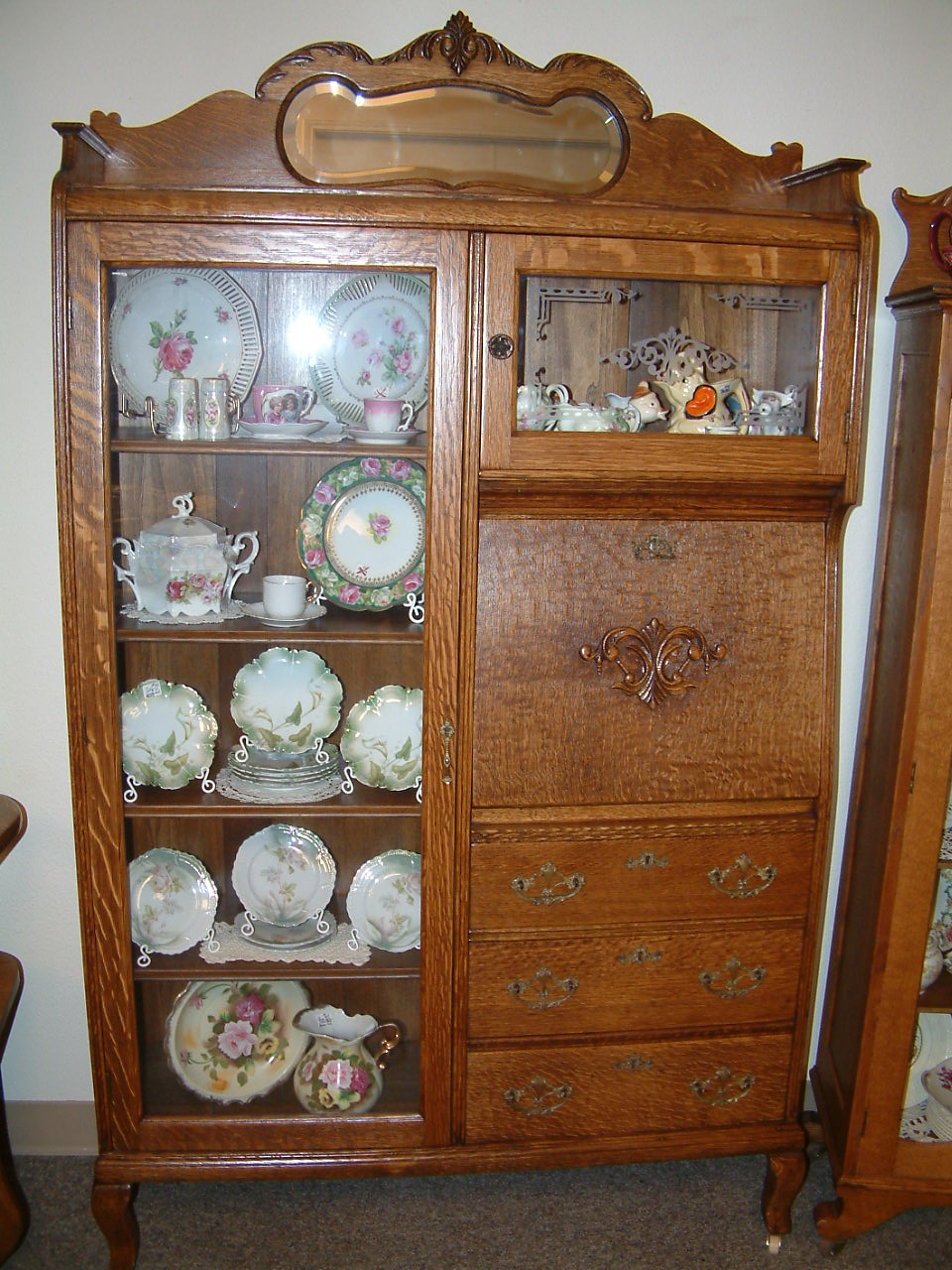 Quartersawn Oak Side By Side Secretary - Image 8
