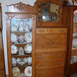 Quartersawn Oak Oversize Side by Side Bookcase Secretary