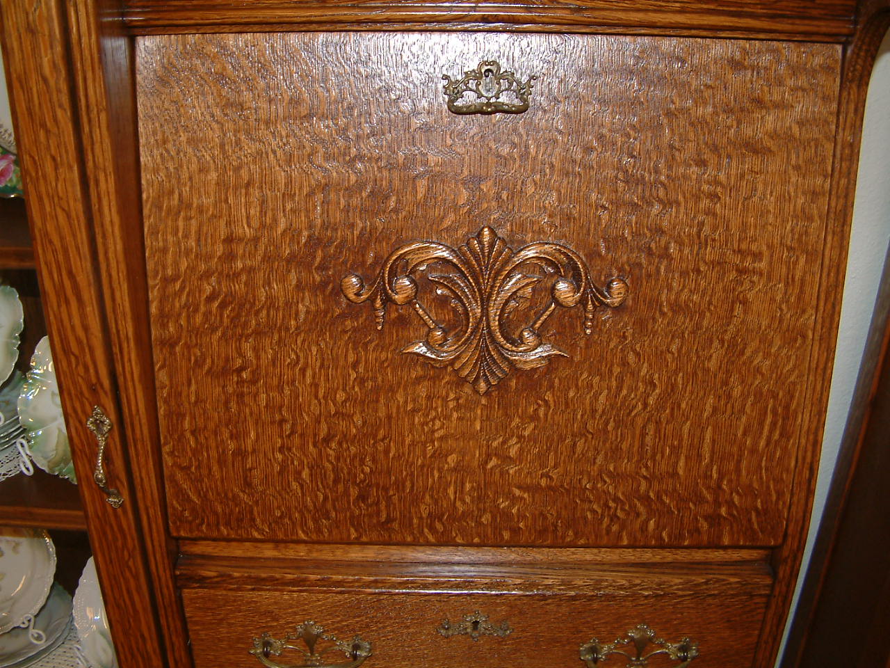 Quartersawn Oak Side By Side Secretary - Image 5